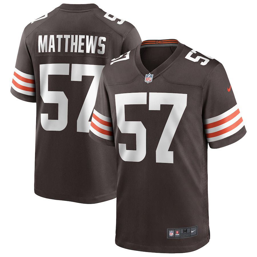 Men Cleveland Browns 57 Clay Matthews Nike Brown Game Retired Player NFL Jersey